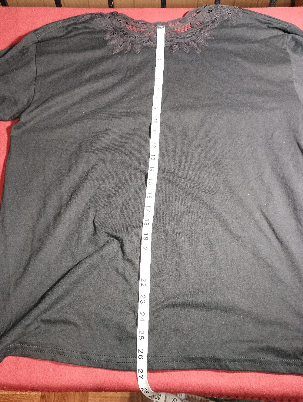 Bundle of 2 Black Short Sleeve Tops One Beaded & One Open Work Detailed See pics - Picture 8 of 12